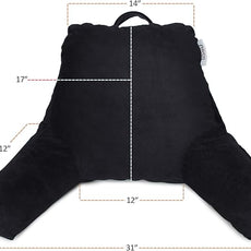 Nestl Reading Pillow with Shredded Memory Foam, Designed for Sitting Up in Bed and Couch, Back and Arms Adjustable Support for Adult & Teens Backrest Pillows for Reading, with Washable Cover Black