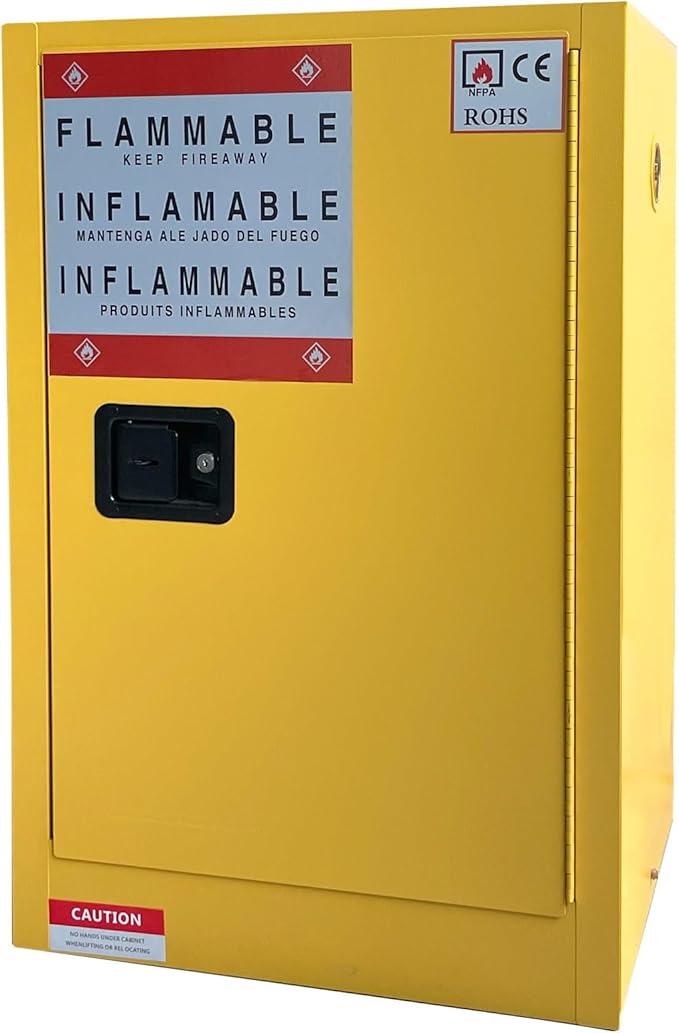 koxuyim Hazardous Storage Cabinets, 18.1" D 23.2" W 35.4" H, Industry Safety Cabinet, Dangerous Storage Explosion Proof Cabinet, 2 Adjustable Galvanized Steel Shelf, 5.3 c.f. (Inside Volume)