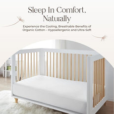 Organic Crib Mattress Protector - 100% Waterproof Crib Mattress Protector Pad with Soft Quiet & Breathable Triple Layer Protection for Sensitive Skin - GOTS Certified & Machine Washable (52