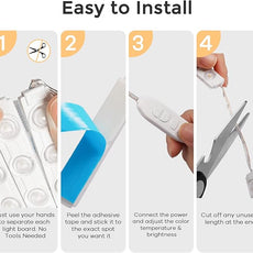 Consciot LED Vanity Lights for Mirror, Hollywood Style Strip, Adjustable Color & Brightness, USB Cable, Dimmable Makeup Stick on Table Dressing Room, White