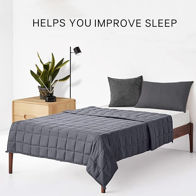 ZonLi Weighted Blanket (60"x80", 20lbs, Dark Grey) Queen Size Weighted Blanket for Adults, High Breathability Heavy Blanket, Soft Material with Premium Glass Beads