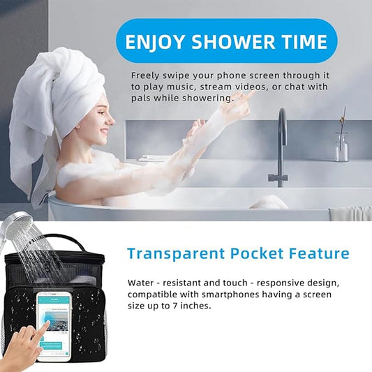 Dorm Essentials for Guys Shower Caddy Portable,Showe rBag,Travel Toiletry Bag,Personal Essentials for Men Women Camping Beach&Dorm Room&travelling&Makeup Organizer,Medium, Black