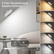 Battery Operated Wall Sconces, Wireless LED Wall Sconce Set of Two, Rechargeable Wall Lights for Living Room, 5 Colors Dimmable Wall Lamps for Bedroom, White 2 Pack