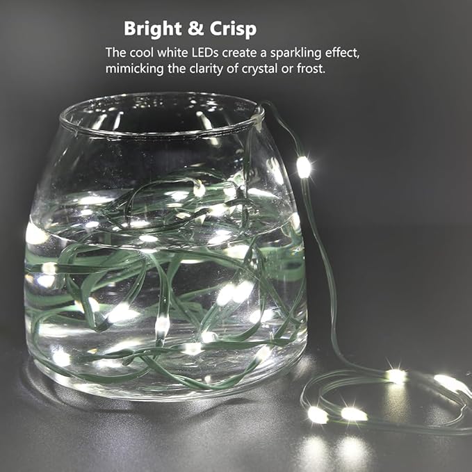 Battery Operated String Lights (1 Pack), 16.5ft 50 LED Fairy String Lights Battery Powered with Remote & Timer for Indoor Outdoor Christmas Trees Wreath Decoration Bedroom Patio - Cool White
