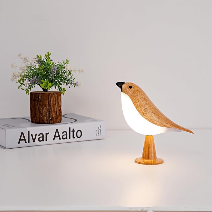 Bird Table Lamp with Remote & Touch Control | 3 Color Temperature & 3-Level Brightness Adjustable Night Light | Rechargeable Cordless Bedside Lamp for Bedroom Office Dorm | Timer & Bird Lover Gifts