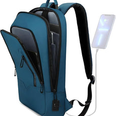hk Backpack for Men Business Slim Backpack with USB Charger Computer Lightweight Anti-theft Travel (Dark Blue, 15.6 Inch)