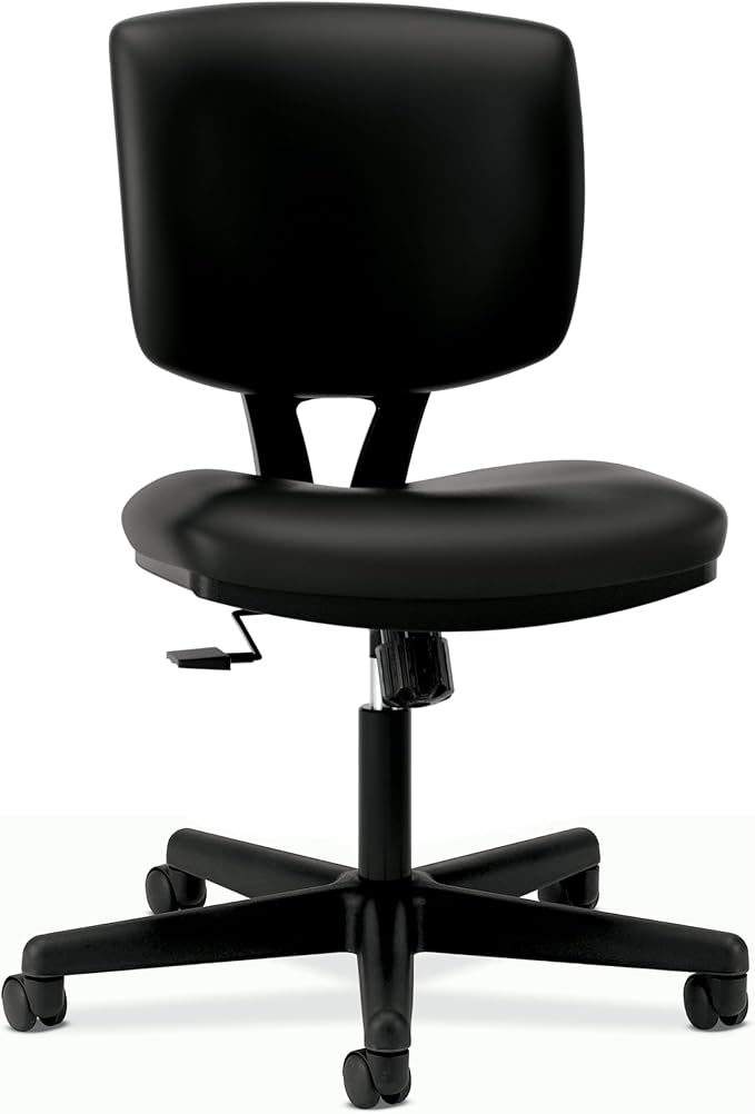 HON Volt Armless Office Desk Chair Comfy, Ergonomic Recline, Softhread Leather Back Seat, Swivel Desk Chair, Black