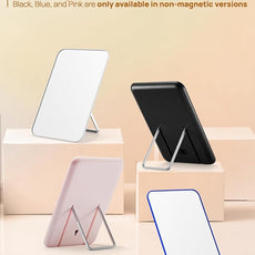 OMIRO Desk Makeup Mirror, 8 x 5 inches Table Mirror with Foldable Stand and Hanging Hole for Shaving and Travelling, Pink
