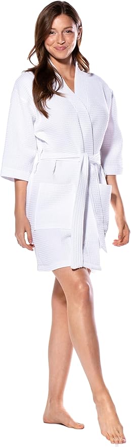 Turquaz Lightweight Short Robes For Women Waffle Kimono Bathrobe - Soft, Fast-Drying, Long-Lasting Cotton Blend