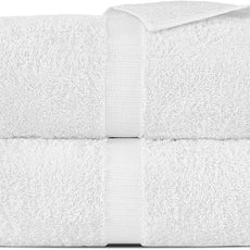 Towel Bazaar Premium Cotton Super Soft and Absorbent Turkish Towels (2-Piece Bath Sheet Towel, White)