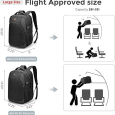 Swissdigital Design Travel Laptop Backpack, 35L Expandable Large College Laptops Backpack with USB Charging Port for Men and Women Fits 17 Inch Notebook, Black | SD1671-01