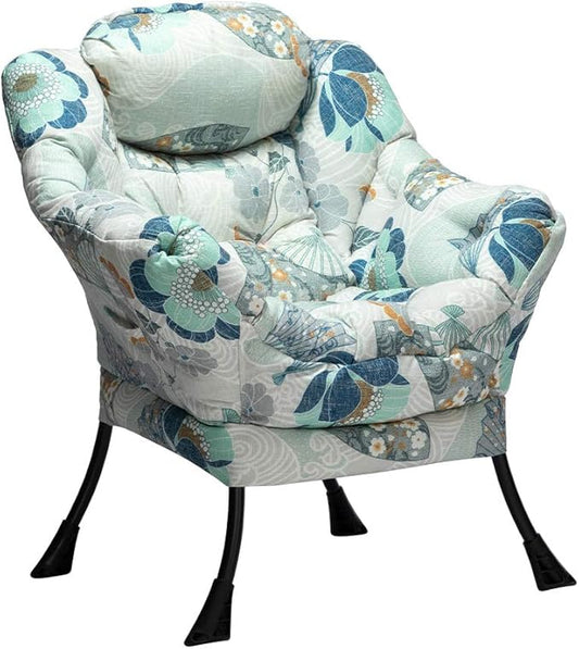 HollyHOME Lazy Chair with Armrest and Side Pocket, Comfy Accent Lounge Chair,Leisure Sofa Armchair for Living Room, Bedroom, Dorm, or Small Spaces, Oversized Reading Sofa Chair,Fan Print