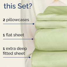 Extra Deep Pocket Full Sheets - 4 Piece Breathable & Cooling Bed Sheets - Hotel Luxury Bed Sheet Set - Soft, Wrinkle Free & Comfy - Easily Fits Extra Deep Mattresses - Light Sage Green Sheets Set
