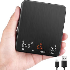 Mini Espresso Coffee Scale with Timer & Flow Rate, 2kg/0.1g Precision Digital Coffee Scale, Portable Espresso Scale Rechargeable via USB-C, Triple Brew Modes, LED Display, Mute Mode, g/oz/lb:oz