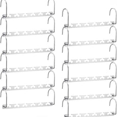 Meetu Space Saving Multifunctional Clothes Hangers - Stainless Steel 6X2 Slots Magic Cascading Hanger - Updated Hook Design Closet Organizer (Pack of 12)