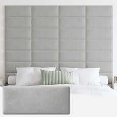 IFNOW Wall Mounted Upholstered Headboard King, 3D Peel and Stick Soundproof Panels, Reusable and Removable Padded Leather Bed Headboard, 12 Panels 9.84