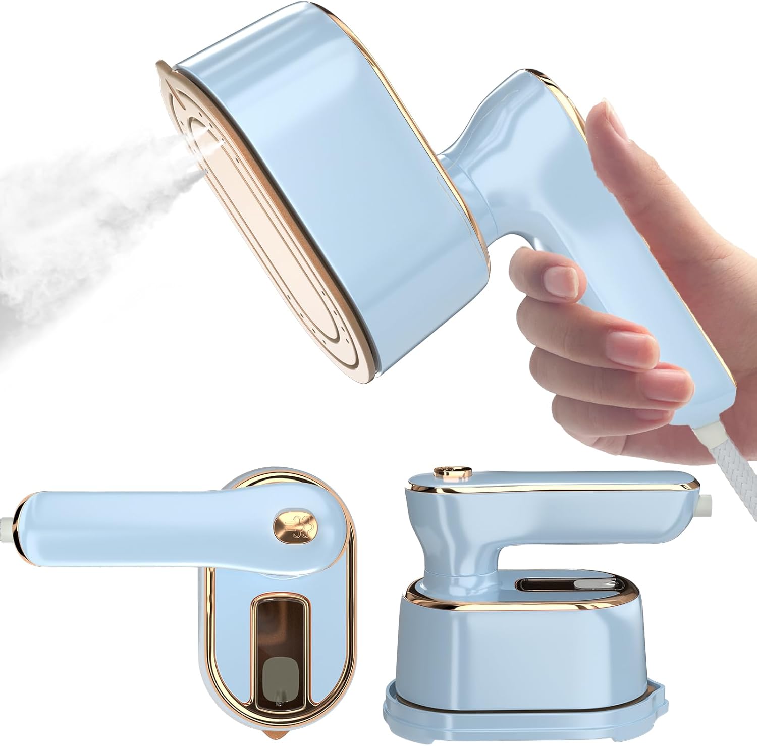 Travel Steamer Iron for Clothes Mini - Portable Ironing Machine Travel Small Size Portable Steamer Travel College Dorm Home Essentials (Blue) Dormly