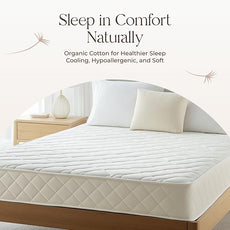 100% Cotton Organic Mattress Pad - Breathable & Cooling Mattress Protector Twin Size - Premium 300GSM Quilted and Noiseless Machine Washable Organic Mattress Protector (White, Twin)