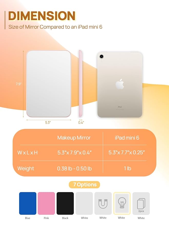 OMIRO Desk Makeup Mirror, 8 x 5 inches Table Mirror with Foldable Stand and Hanging Hole for Shaving and Travelling, Pink