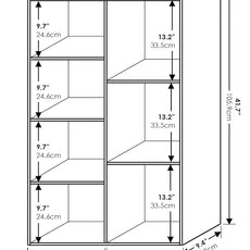 Furinno LUDER Book Shelf, 7-Cube Bookshelf, Bookcase, 9.4 x 19.5 x 41.7, for Living Room, Bedroom, Home Office, White/Pink