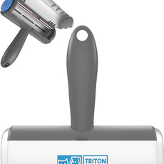 Triton Pet Hair Removal Tool w/Fur Trapping Compartment and Detachable Handle, 60% Smaller Storage Size, Reusable Shedding Roller, Cat and Dog Hair Remover for Car, Furniture, Carpet (Gray/White)