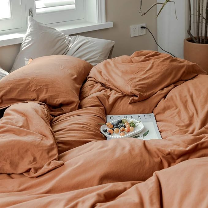 VM VOUGEMARKET Pumpkin Bedding King Jersey Knit T-Shirt Cotton Duvet Cover with 2 Pillowcases Ultra Soft Modern Simple Bedding Set for Men Women Without Comforter-King,104x90 Inch