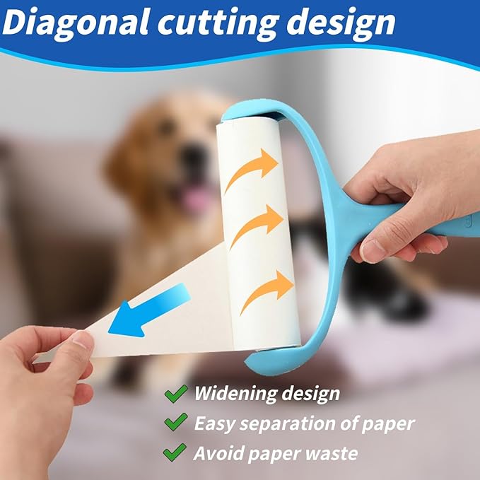 Large Lint Roller Refills for Pet Hair Sheets Extra 6.3 Inch 540Sticky Portable Pet Lint Remover for Clothes, Floor, Furniture, Carpet, Dog and Cat Hair Removal