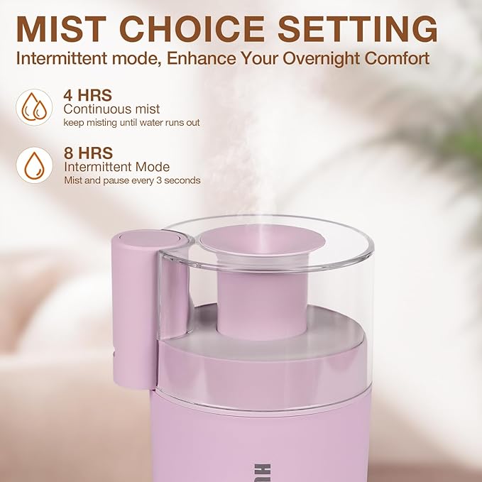 Portable Mini Humidifier, 180ml USB Cool Mist Small Humidifiers for Bedroom, Personal Desktop Humidification for Car Office Travel & Indoor Plants(Pink)