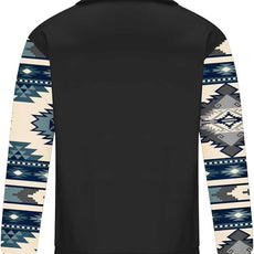 Western Sweatshirts for Men Aztec Cowboy Vintage Graphic Fleece Hoodie Mens Quarter Zip Pullover Country Jacket
