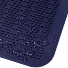 Silicone Dish Drying Mat for Multiple Usage,Easy clean,Eco-friendly,Heat-resistant Silicone Mat for Kitchen Counter or Sink,Refrigerator or Drawer Liner Navy Blue XL 18 inches x 16 inches