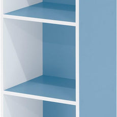 Furinno LUDER Book Shelf, 3-Cube Bookshelf, Bookcase with Open Shelves, 9.3 x 12 x 31.5, for Living Room, Bedroom, Home Office, White/Light Blue