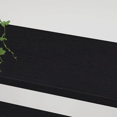 HSH 3 Tier Black Bookshelf, Industrial Small Metal Wooden Storage Book Shelves, Modern Open Low 3 Shelf Bookcase and Display Etagere, Vertical Book Shelf for Bedroom Living Room Office, Black Oak