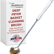 Deep Fryer Basket Cleaning Brush – High-Temp Commercial Kitchen Tool - Heavy Duty Brass Bristles - Heat Resistant to 750F for Food Debris - Deep Fryer Cleaner - Made in USA by FryOilSaver Co. B51C