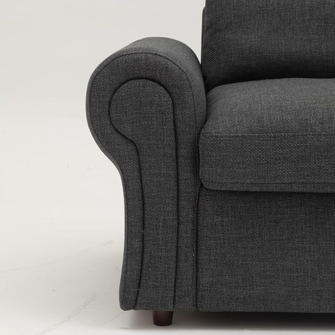 Panana Modern 2 and 3 Seats Loveseat Sofa Couch with Storage, Small Love Seat Couches for Living Room, Bedroom, Apartment, Office (Dark Gray Linen Fabric, Ruched Arm - 3 Seater)