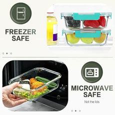 KOMUEE 10 Packs 30 oz Glass Meal Prep Containers,Glass Food Storage Containers with Lids,Airtight Lunch Bento Boxes, Microwave, Oven, Freezer and Dishwasher,Green