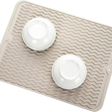 Silicone Dish Drying Mat for Multiple Usage,Easy clean,Eco-friendly,Heat-resistant Silicone Mat for Kitchen Counter or Sink,Refrigerator or drawer liner Tapioca L 16 inches x 12 inches