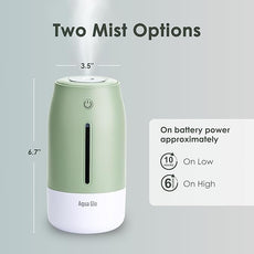 Aqua Glo Personal, Portable Humidifiers for Bedroom – Ultrasonic Cool Mist Humidifier with Built In Rechargeable Battery. Air Humidifier for Baby, Plants, Home, Office, Travel. Mint Green