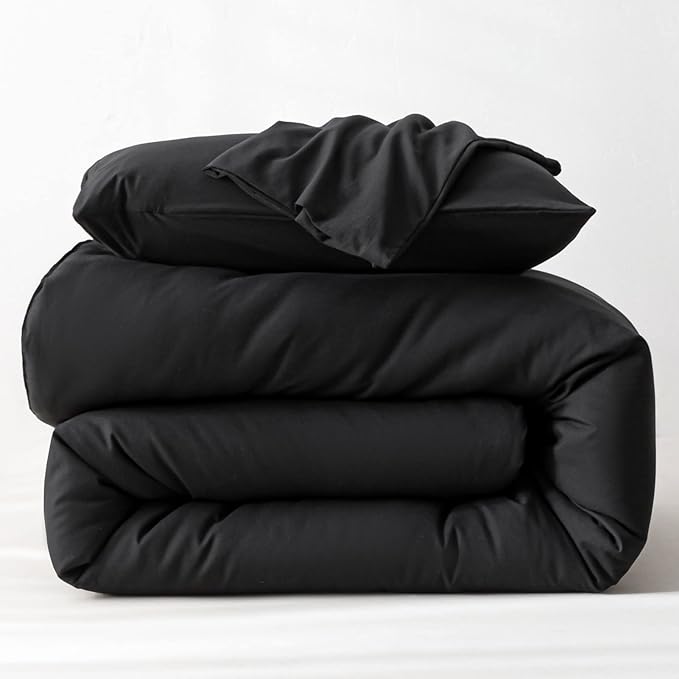 ROSGONIA Oversized King Comforter 128x120, 3pcs Super King Plus (1 Black Comforter & 2 Pillowcases) Lightweight Oversized King Bedding Set Blanket