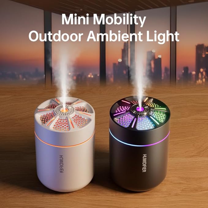 180ml Portable Small Humidifier with Colorful LED Night Light, USB Personal Desktop Humidifier for Car Home Office Travel, Auto Shut-Off, 2 Mist Modes, Super Quiet