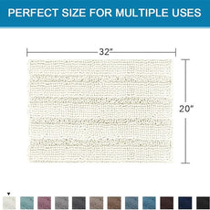 H.VERSAILTEX Bath Rugs for Bathroom Non Slip Bath Mats Extra Thick Chenille Striped Rug 20