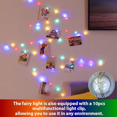 HXWEIYE 120LEDs Multicolor Photo Clips String Light, 40Ft Fairy Light with 52 Clear Clips & 12 Hooks on Wall, Timer & 8 Modes USB Powered Copper Wire String Light for Hanging Picture, Bedroom Party