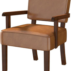 Accent Chair, PU Leather Living Room Chairs Oversized with Soft Seat and Armrests, Armchair for Bedroom, Dinning, Reading, Waiting Rooms (Leather Brown)