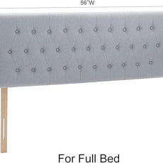 Kingfun Tufted Upholstered Full Size Bed Headboard in Modern Button Design, Adjustable Solid Wood Head Board, Premium Linen Fabric Padded Headboards in Bedroom (Grey)