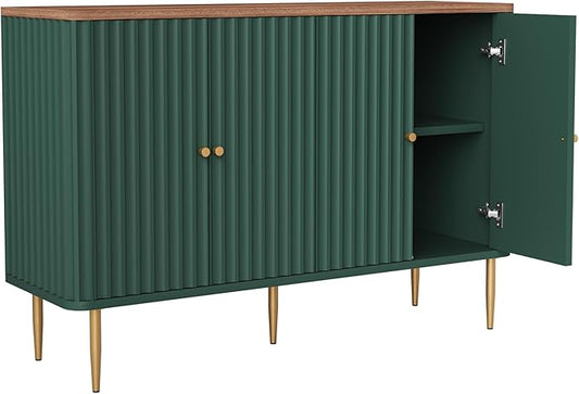 48" Sideboard Buffet Cabinet with Storage,Modern Accent Cabinet with 4 Door and Removable Shelves,Credenza Buffet Table for Living Room,Dinning Room,Entryway,Green