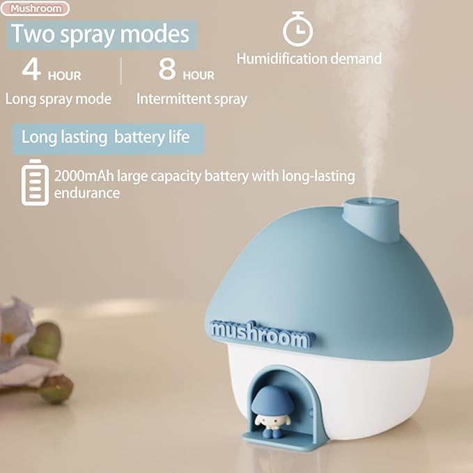 Humidifier for Bedroom,Portable Humidifier,Baby humidifiers with 7 modes of sunset atmosphere lighting and 2 modes of night light,two spray modes,suitable for children,bedroom and office