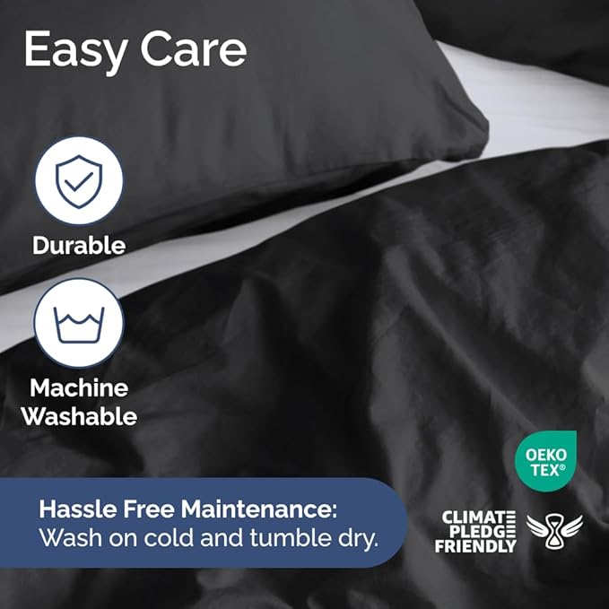 Duvet Cover Super King Size Set - Extra Soft Duvet Cover 108 x 98 with 2 Pillow Sham - Hotel Luxury, Easy Care and Fade Free with Zipper Closures & Ties - Comfy, Cozy Breathable Bedding Set (Black)