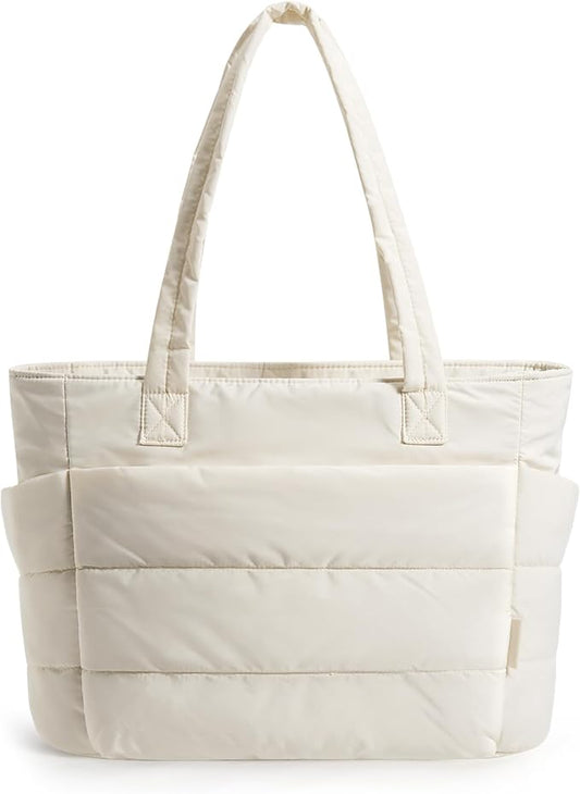BAGSMART Tote Bag for Women, Lightweight Puffy Tote Bag with Compartments Shoulder Bag Handbag for Travel, Work, Gym