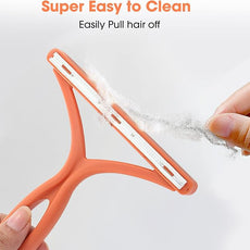 Manual Lint & Pet Hair Remover, Portable Fabric Fuzz Cleaner and Fur Removal Brush for Clothes, Carpets, Furniture, and Car Seats – Reusable Hair Removal Tool for Home and Pets (Orange)