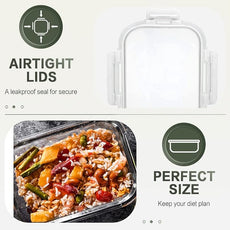 KOMUEE 10 Packs 30 oz Glass Meal Prep Containers,Glass Food Storage Containers with Lids,Airtight Lunch Bento Boxes,Microwave, Oven, Freezer and Dishwasher,White