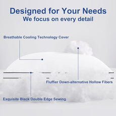 Premium Pillows Queen Size Set of 2, Fluffy and Supportive 7D Down Alternative Bed Pillows, Luxury Soft Hotel Quality Gusseted Pillow for Side Back Stomach Sleepers, Relief Neck Head and Shoulder Pain